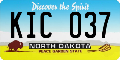 ND license plate KIC037