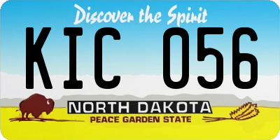 ND license plate KIC056