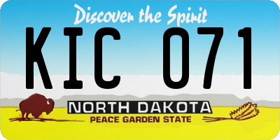 ND license plate KIC071