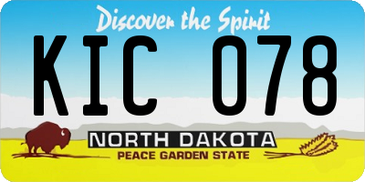 ND license plate KIC078