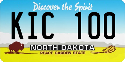 ND license plate KIC100