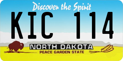 ND license plate KIC114