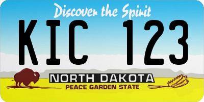 ND license plate KIC123