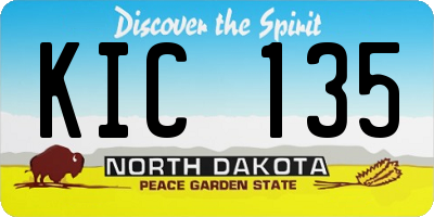 ND license plate KIC135