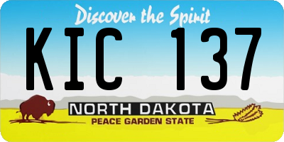 ND license plate KIC137