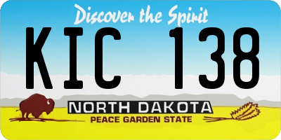 ND license plate KIC138