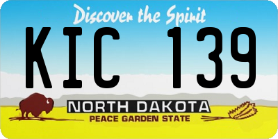 ND license plate KIC139