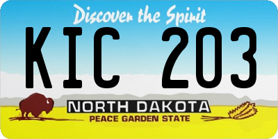 ND license plate KIC203