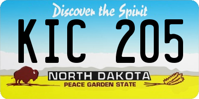 ND license plate KIC205