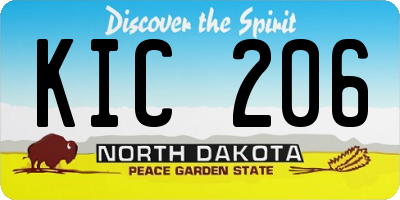 ND license plate KIC206