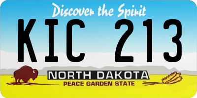 ND license plate KIC213