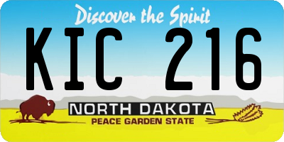 ND license plate KIC216