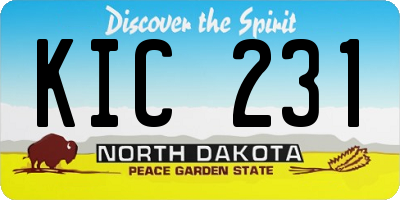 ND license plate KIC231