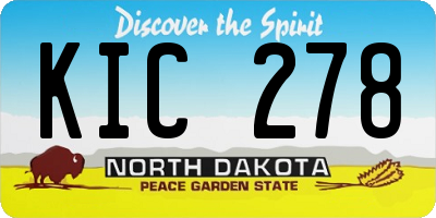 ND license plate KIC278