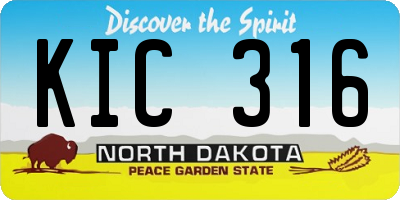 ND license plate KIC316