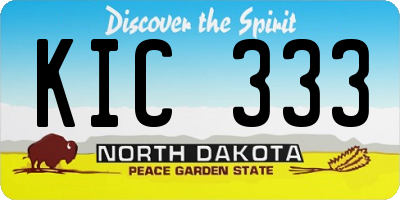 ND license plate KIC333
