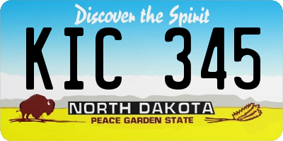 ND license plate KIC345