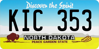 ND license plate KIC353