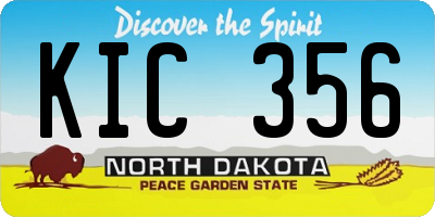 ND license plate KIC356