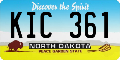 ND license plate KIC361