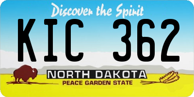 ND license plate KIC362