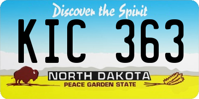 ND license plate KIC363