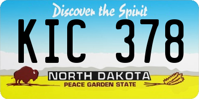 ND license plate KIC378