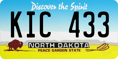 ND license plate KIC433