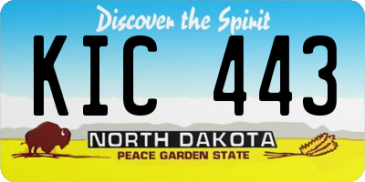 ND license plate KIC443