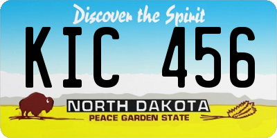 ND license plate KIC456