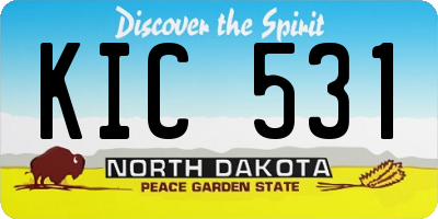 ND license plate KIC531