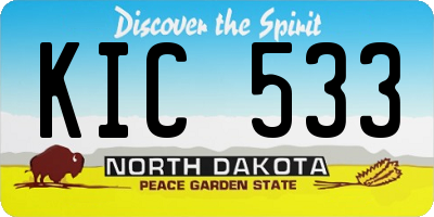 ND license plate KIC533