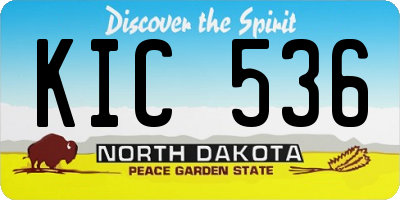 ND license plate KIC536
