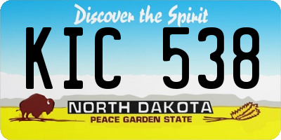 ND license plate KIC538