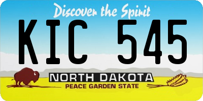 ND license plate KIC545