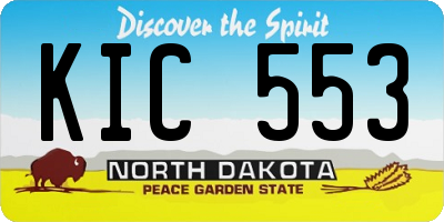 ND license plate KIC553