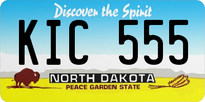 ND license plate KIC555