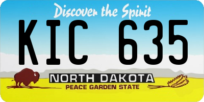 ND license plate KIC635