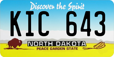 ND license plate KIC643