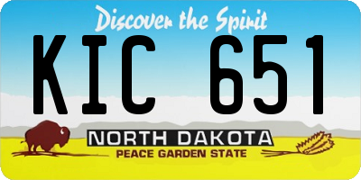 ND license plate KIC651