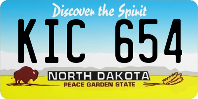 ND license plate KIC654