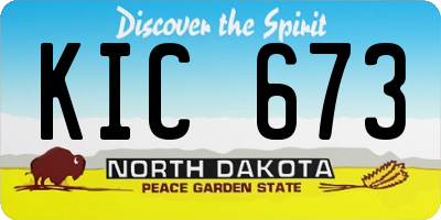 ND license plate KIC673