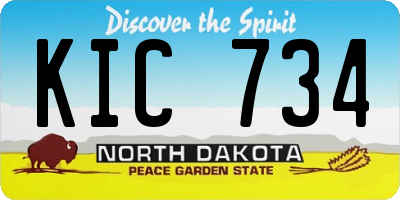 ND license plate KIC734