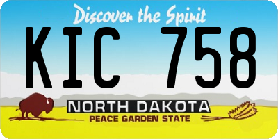 ND license plate KIC758