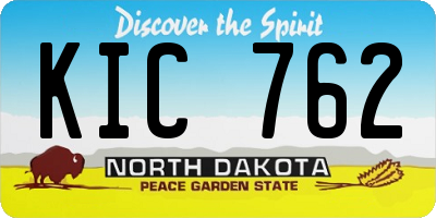 ND license plate KIC762