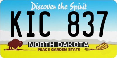 ND license plate KIC837