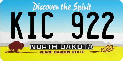 ND license plate KIC922