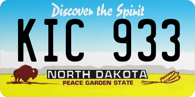 ND license plate KIC933