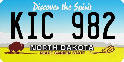 ND license plate KIC982