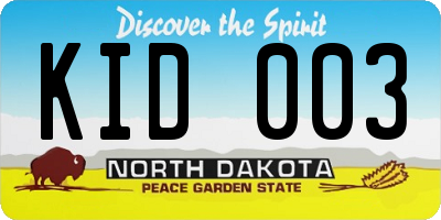 ND license plate KID003